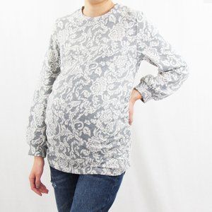 Balloon Sleeve Jacquard Maternity Sweatshirt